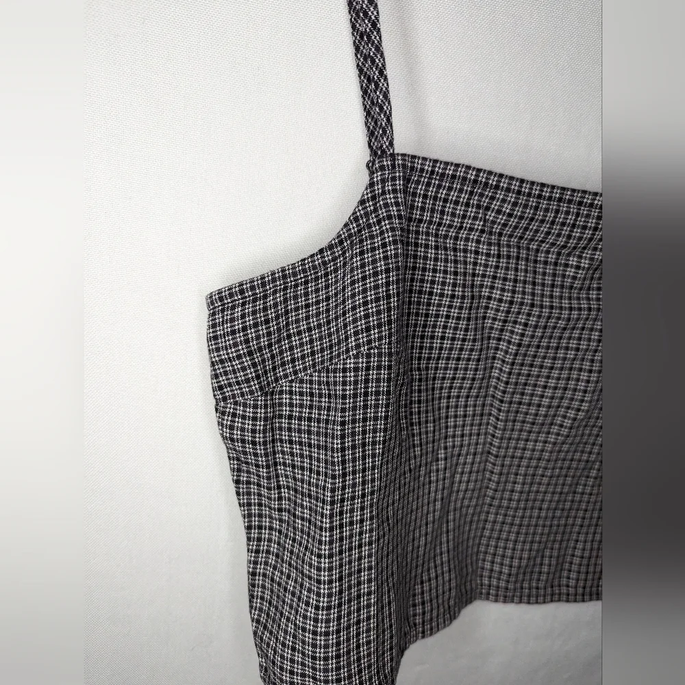 American Eagle NEW Black Plaid Square Neck Tank Crop Top Size Medium - Picture 3 of 9